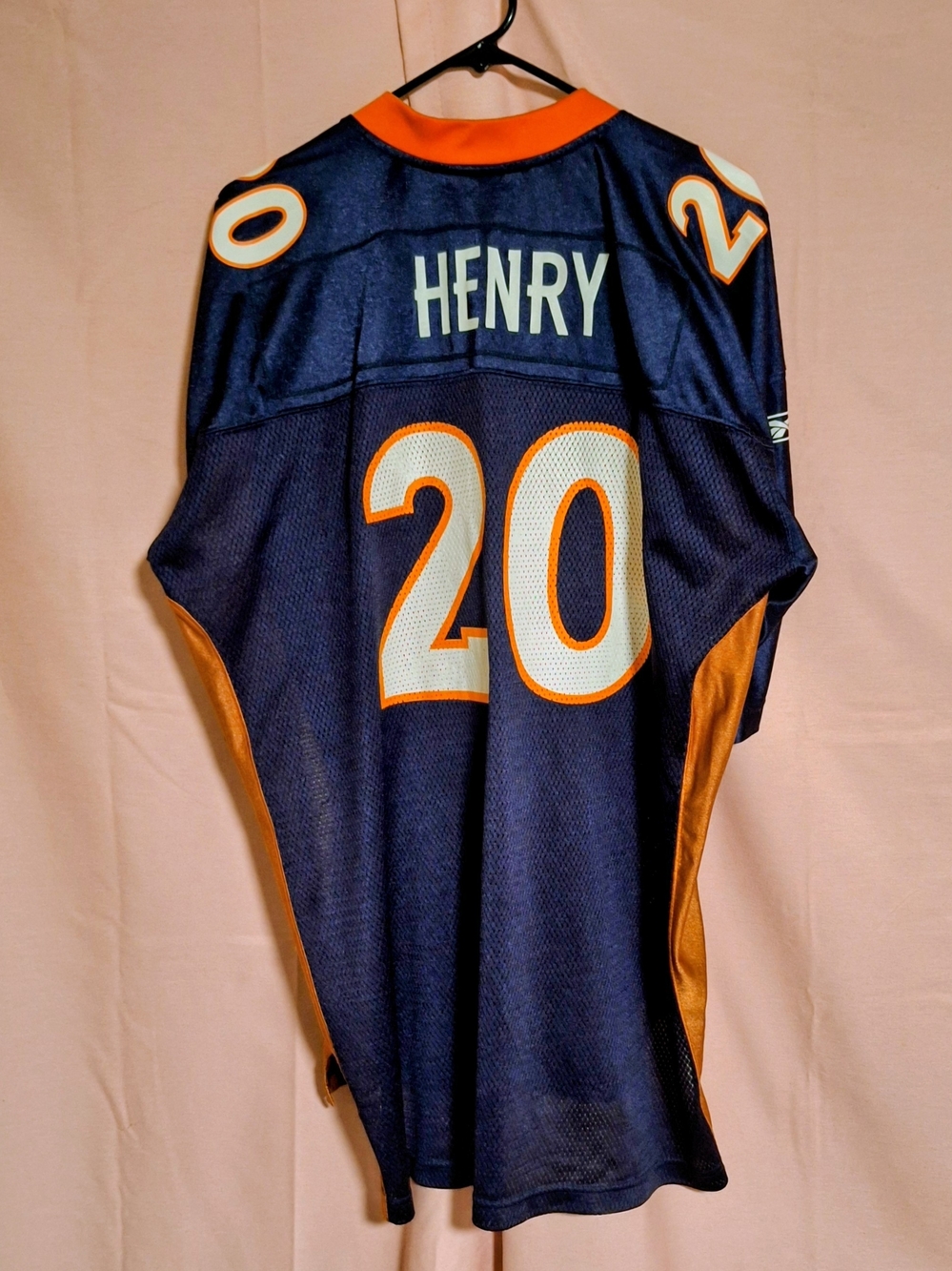 Denver Broncos Men's Navy and Orange Travis Henry #20 Football Jersey Men XXL